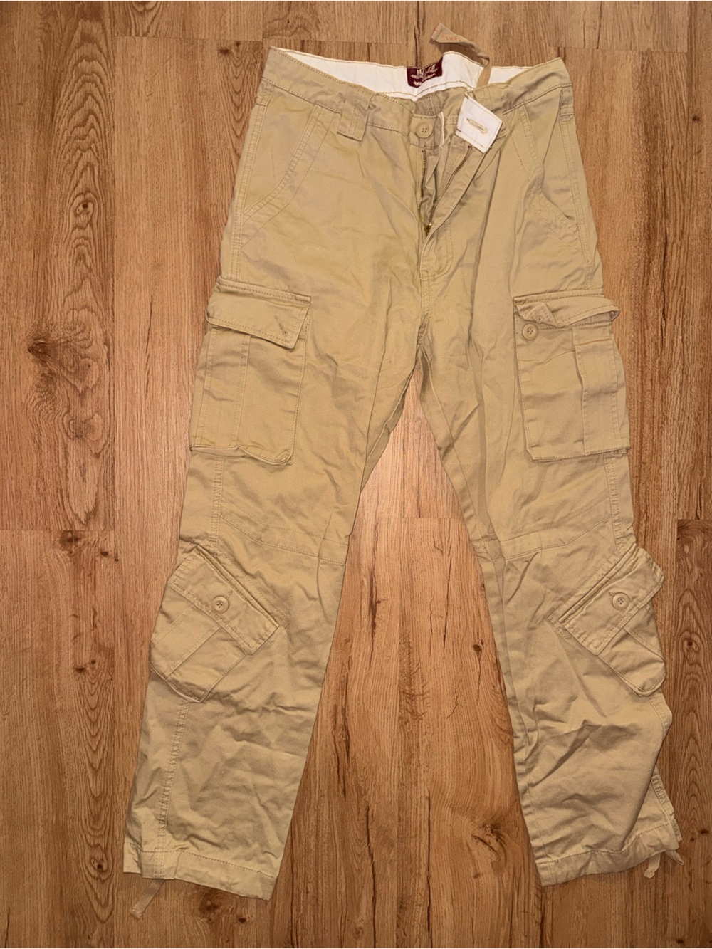 Match Men's Khaki Cargo Pants with Multi-Pocket Design